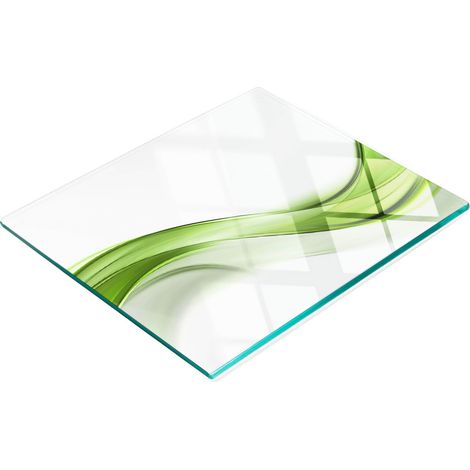 Tablero de cocina de vidrio templado con gr谩ficos decorativos Green Wave 60x52 cm
