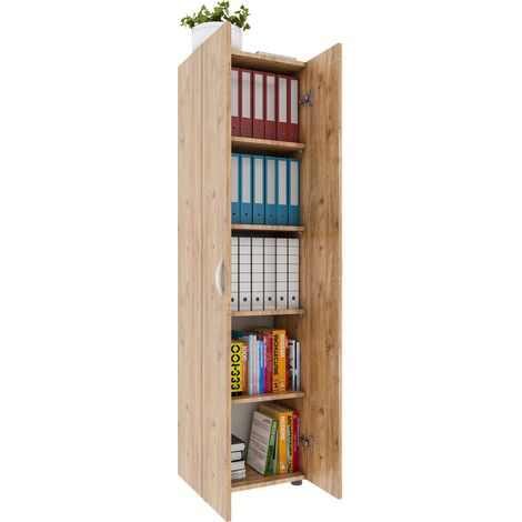 Mobile ufficio VCM con 5 scomparti  moderno armadietto con porte rotanti  Dimensioni ca. A. 178 x L. 49 x T. 34 cm – Ulas 5-Fach (Rovere al Miele) (1/2)