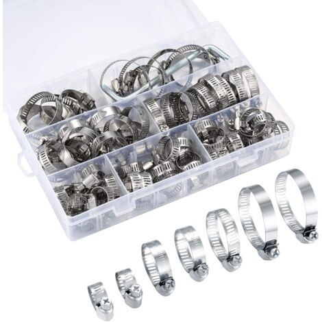 Abrazaderas ajustables para mangueras, abrazaderas de acero inoxidable para mangueras de automóviles y piscinas, 81 piezas/8-44 mm (1/4)