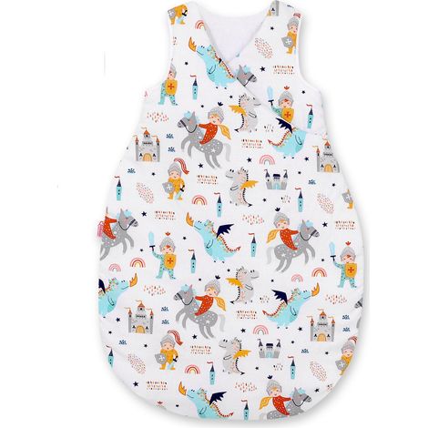 Saco de dormir de algodón para niños de 3 a 12 meses, talla M, TOG 2.5, aislante para todo el año - caballeros y dragones (1/3)