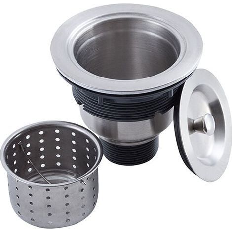 Kit de montage de bonde d'évier de cuisine avec panier de vidange d'évier de cuisine, bouchon d'évier et couvercle en acier inoxydable 304 3-1/2" (1/5)
