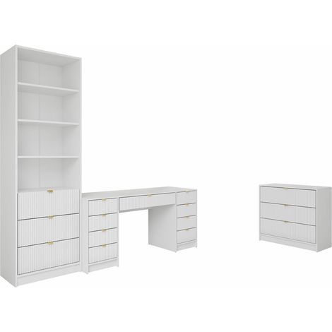 Conjunto para oficina en casa Comfivo Papilio VI, Blanco, Con cajones, MDF, Aglomerado laminado (1/5)