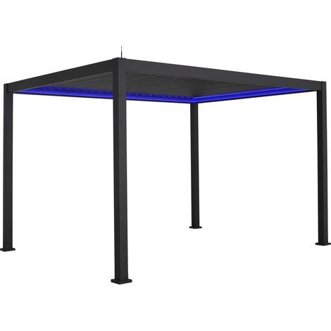 Pergola Bioclimatique électrique 3x4m. aluminium. à lames orientables avec éclairage LED (1/5)