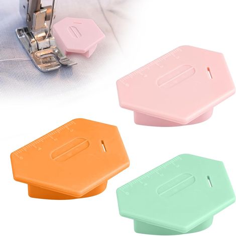 3 Stück magnetische Nähmaschinenführungen, abnehmbares Nähmaschinenzubehör, multifunktionales polygonales Nähmaschinenzubehör, Pink, Grün, Orange