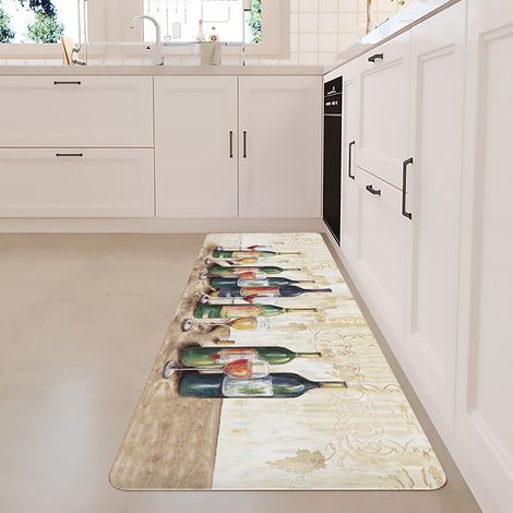 Thickened anti-fatigue floor mat, waterproof and oil-proof, extended anti-slip kitchen mat, PVC kitchen carpet - wine bottle - 2 - 44120CM8MM