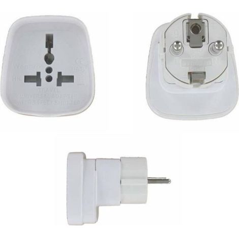 DLH Adaptateur pour prise d'alimentation - BS 1363 (F) pour CEE 7/4 (M) - Blanc