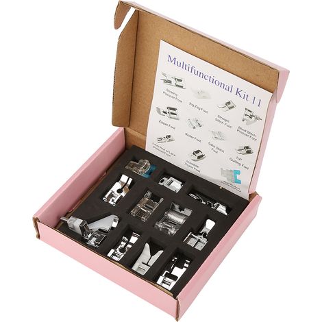 Kit 12 Pieds-de-biche Machine à Coudre 01 Métal Argenté Accessoire Polyvalent Compatible Machines Domestiques Multifonctions (1/4)