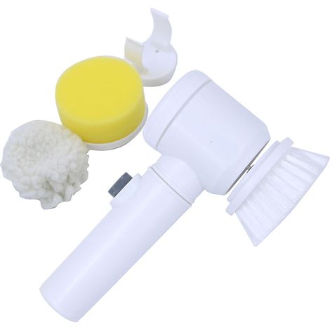Brosse Electrique Nettoyage - 3 Têtes Interchangeables - Pour Cuisine Salle De Bain Carrelage Tapis - Lot Complet Avec Crochet (1/5)