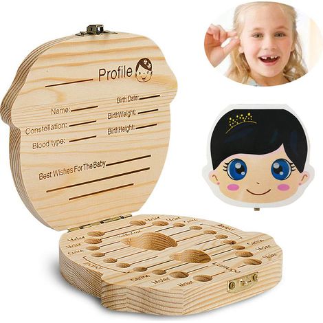 Boîte à dents de lait pour petites filles, boîte en bois pour ranger et conserver les dents de lait perdues, cadeau de naissance ou de baby shower (1/4)