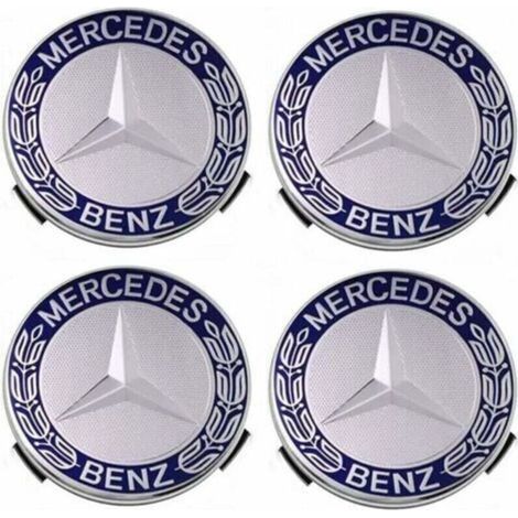Radkappen und Radzierblenden, kompatibel mit Mercedes-Benz 75 mm – Blau, 4er-Set – Crezuo