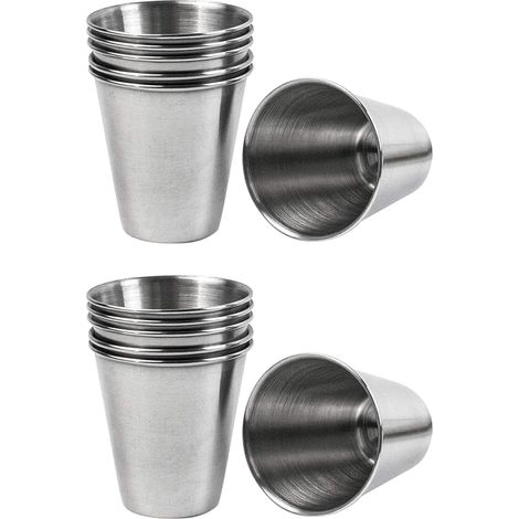 Lot de mini tasses à shot en acier inoxydable de 30 ml pour whisky, expresso, pour la maison, le bar, les voyages, les fêtes (30 ml) (1/5)