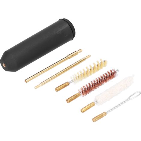 Ensemble de brosses de nettoyage à poils en laiton et bronze phosphoreux, brosse de nettoyage manuelle pour bouteilles, vases et éviers, emballage avec seau en plastique noir, ensemble de 9 mm (1/5)