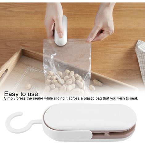 Mini scelleuse thermique portable pour sacs plastiques, fermeture hermétique pour aliments (marron), piles non incluses. (1/5)