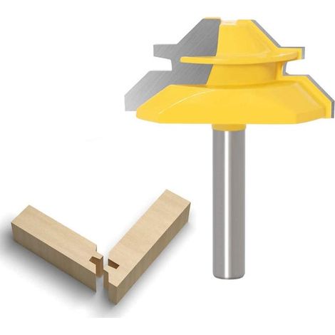 2pcs 8mm 45 Degrés Verrouillage Lock Mitre Routeur Bit Fraise à Rainurer Pour Coupe-Bois 51mm Diamètre Coupe Jaune