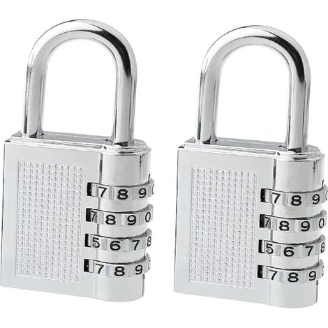 Cadenas avec code à 4 chiffres, cadenas à combinaison, cadenas étanche pour l'école, casier de gym, serrure à combinaison extérieure pour abri de jardin, clôture, jardin, loquet (argent) (1/5)