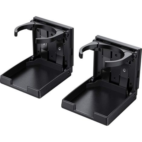 Porte-gobelet voiture réglable universel 2 pièces, support de boisson pliable noir, étanche, boîte en plastique robuste, diamètre 5-7,5 cm, fixations portables pour auto, camion, bateau (1/5)