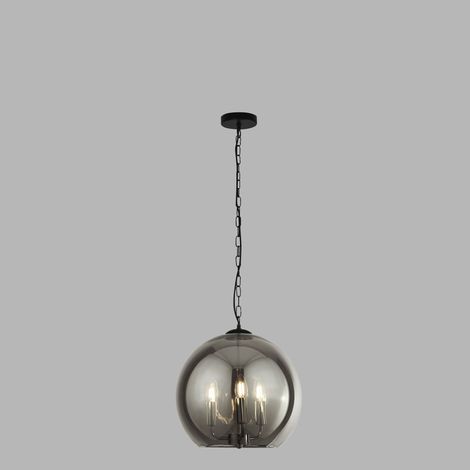 Searchlight Sphere Suspension boule en verre fumé à 3 lumières - Chrome noir (1/4)