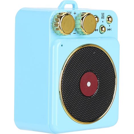 Enceinte Bluetooth 5.0 rétro 3,7 V CC avec diffusion vocale audio intelligente pour MP3 / carte TF (bleue) (1/5)