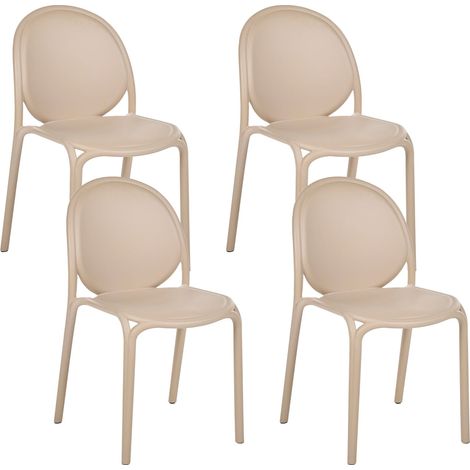 Set of 4 Dining Chairs Beige Plastic Indoor Outdoor Garden without Armrests Classic Minimalistic Style BRUGNELLO (1/5)