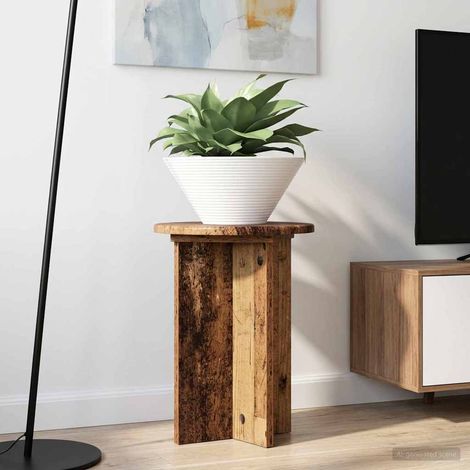 vidaXL  Plant Stand  2 pcs Old Wood Ø29.5 x 40 cm Engineered Wood