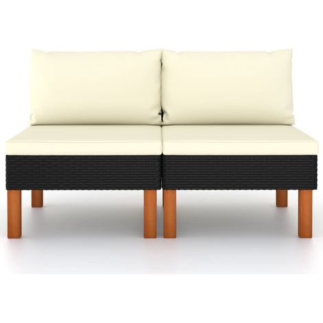 Maison Exclusive - Mittelsofas 2 Stk. Poly Rattan und Eukalyptus
