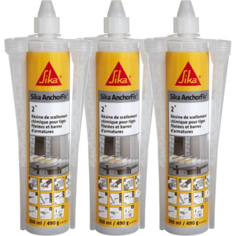 Sika – Lot de 3 résines de scellement chimique – Durcissement rapide – Pour béton fissuré et non fissuré – 300 ml