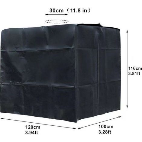 S-giant Bâche Réservoir d'eau IBC 1000 L Couverture Container Citerne Eau Pluie avec Fermeture éclair Coupe-Vent Anti-UV 210D Résistant à la Déchirure-Noir (1/5)
