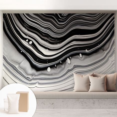 Papier peint intissé décoratif pour chambre et salon Design moderne à poser facilement - Colle incluse gratuite Vagues optiques 208x146 cm (1/5)