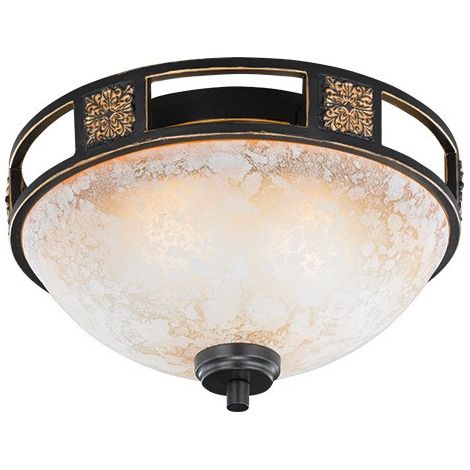 Plafoniera Soffitto Interno Classica Marrone Vetri Alabastro 33cm Quinta GD Trio (1/3)