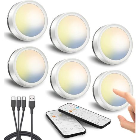 Illuminazione a LED wireless per vetrine, batteria da 1600 mAh, faretto ricaricabile tramite USB con telecomando, luce a LED a batteria per armadi, luce autoadesiva per mobili, luce da cucina sottopen (1/4)