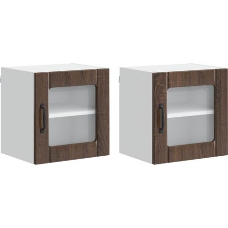 Maison Exclusive - Mobile in vetro da parete LUCCA 2 pcs Rovere Marrone