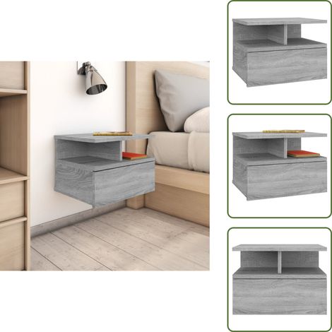 Nachttisch Hängend Grau Sonoma 40x31x27 cm Holzwerkstoff - Wandregal - Nachtkästchen - Kommode - Wohnzimmer Dekoration - Holzschrank (1/5)