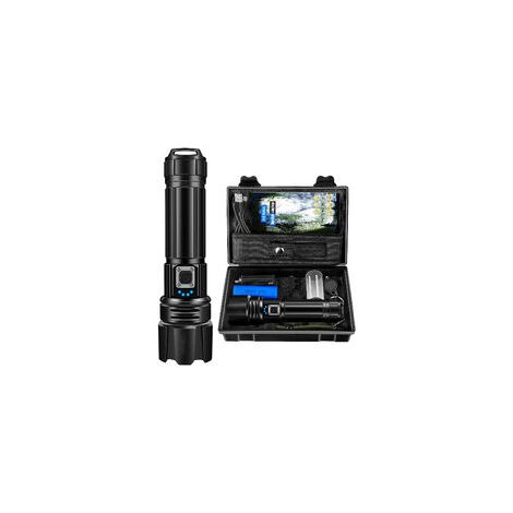 Torcia a LED super luminosa, 11000 lumen, ricaricabile, modello XHP70.2, impermeabile IP67, 5 modalità, illuminazione di emergenza per escursionismo e campeggio (con batteria).