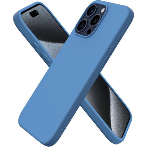 Coque en silicone liquide pour iPhone 15 Pro Max, protection intégrale, compatible MagSafe, bleu (1/5)
