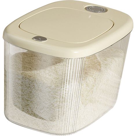 Boîte de rangement pour riz multifonctionnelle de grande capacité, de qualité alimentaire, pour la cuisine, blanc crème, L