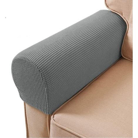 Housses de fauteuil extensibles antidérapantes en spandex pour protéger vos meubles, lot de 2 (noir) gris clair (1/5)