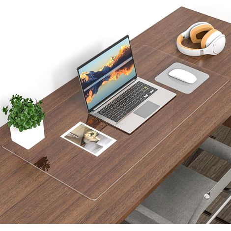 Sous-main de bureau en PVC transparent, bords arrondis, imperméable et antidérapant, tapis de protection pour le bureau et la maison (60 x 40 cm) (1/5)
