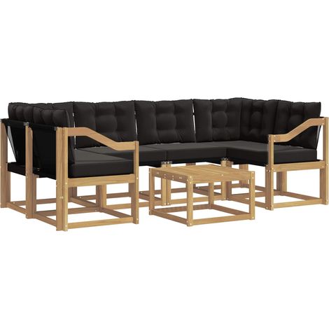 Outdoor-Sofagarnitur 7 stk. 6-Sitzer Weiß und Schwarz vidaXL (1/5)