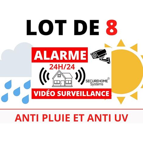 autocollants fond blanc dissuasifs 8,5x5,5cm - Alarme + Vidéo-surveillance (1/3)