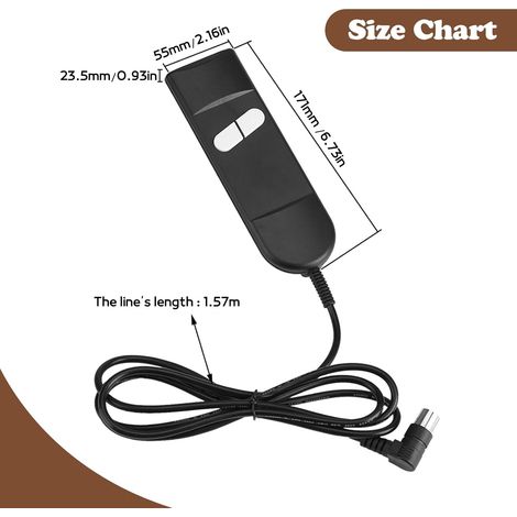 Contrôleur de Fauteuil Inclinable Électrique 2 Boutons 5 PIN Télécommande Fauteuil, Interrupteur Manuel de Fauteuil Inclinable, Électrique Chaise Inclinable Télécommande pour Canapé Électriq (1/5)