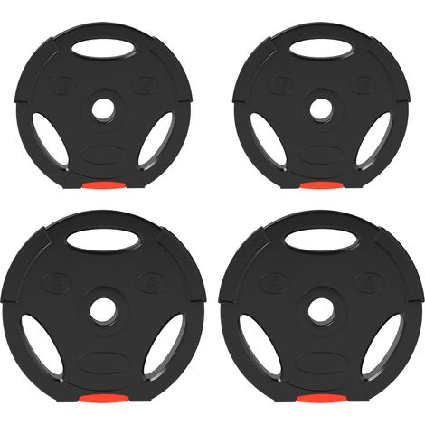 Set di dischi per bilanciere da 4 pezzi 2 x 5 kg e 2 x 2,5 kg nero foro 25/30 mm (1/5)