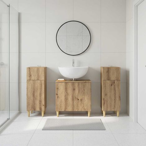 vidaXL 3 Piece Bathroom Cabinet Set DELFT Artisan Oak Engineered Wood (1/5)