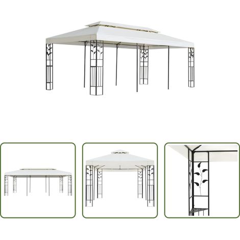 vidaXL Stahlrahmen - Pavillon mit Doppeldach Weiß 6x3 m Stahl (1/5)