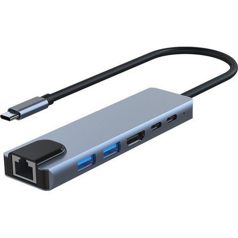 Adaptateur USB C vers HDMI 4K multiport USB-C USB-A, USB-C, HDMI, RJ45 (1/5)
