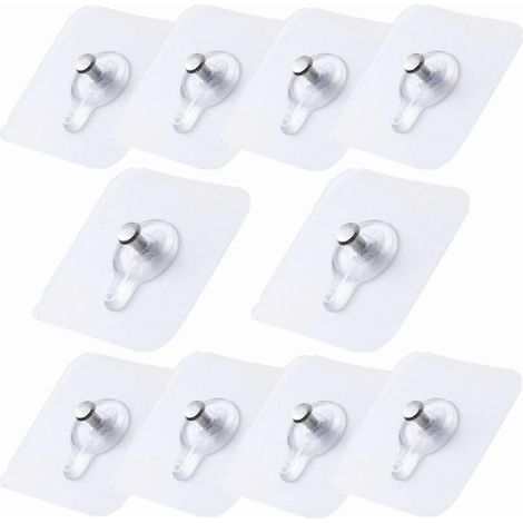 Lot de 10 crochets adhésifs pour tableaux, crochets transparents, pour accrocher des tableaux sans perçage. (1/5)