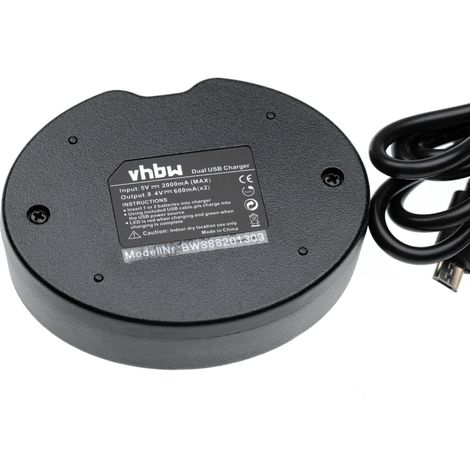 vhbw Dual Micro-USB Ladegerät kompatibel mit Yongnuo YN-860 CRI 95+ 5500K Kamera - Ladeschale + Micro-USB Kabel Ladeanzeige (1/4)