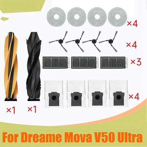 Komplettes 2-teiliges Set für den Dreame Mova V50 Ultra Staubsauger: Hauptwalze, Seitenbürste, HEPA-Filter, Reinigungstuch und Staubbeutel. (1/5)