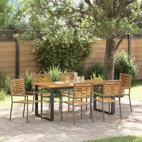 vidaXL Garden Dining Set 7 pcs Grey Solid Acacia Wood (1/5)