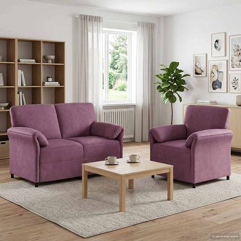 vidaXL Juego de Sofá 2 uds. Morado Terciopelo (1/5)