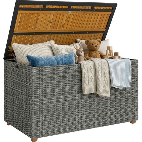 baúl de jardín, estanco, con tapa, 120 x 68 x 67,5 cm, gris oscuro (1/5)